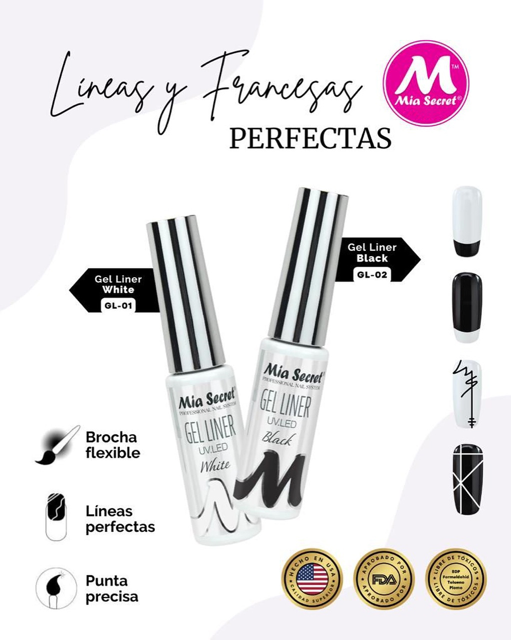 UV. LED GEL LINER - WHITE -BLACK